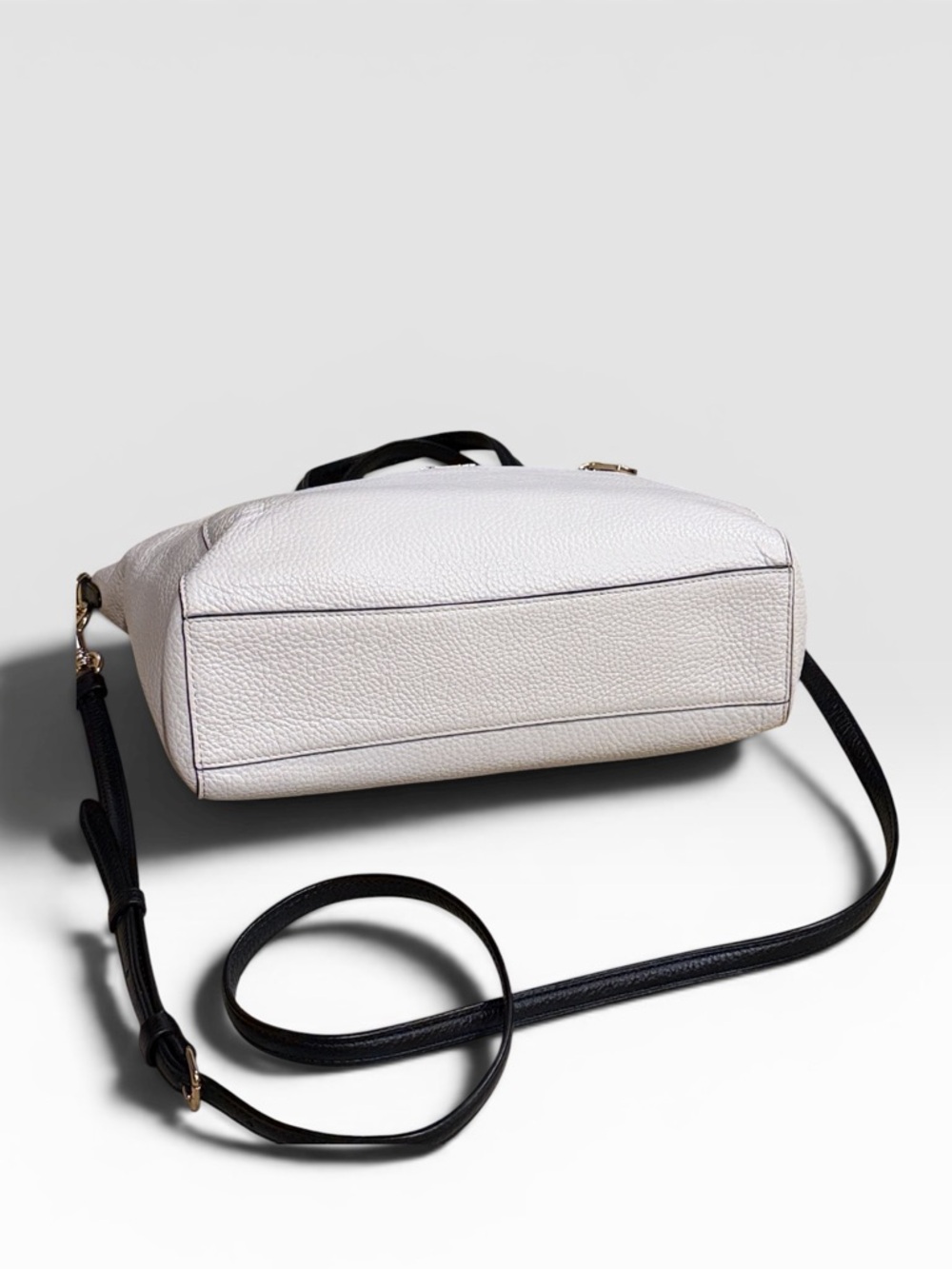 Coach Small Prairie Satchel Pebble Leather Chalk Black Bag Crossbody - Picture 8 of 15